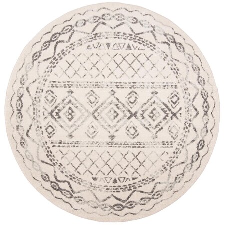 Safavieh 6 ft. 7 in. x 6 ft. 7 in. Tulum Round Power Loomed RugIvory & Grey TUL268A-7R